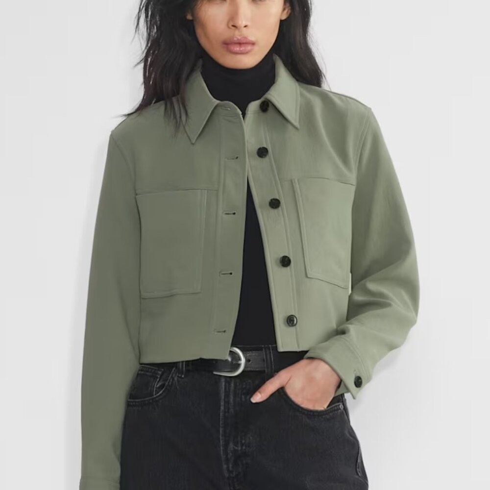 NWT ARITZIA Wilfred Little Cropped Jacket, Crepette, Smoky Sage, XS